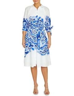 Roberta Cotton Shirtdress in Blue