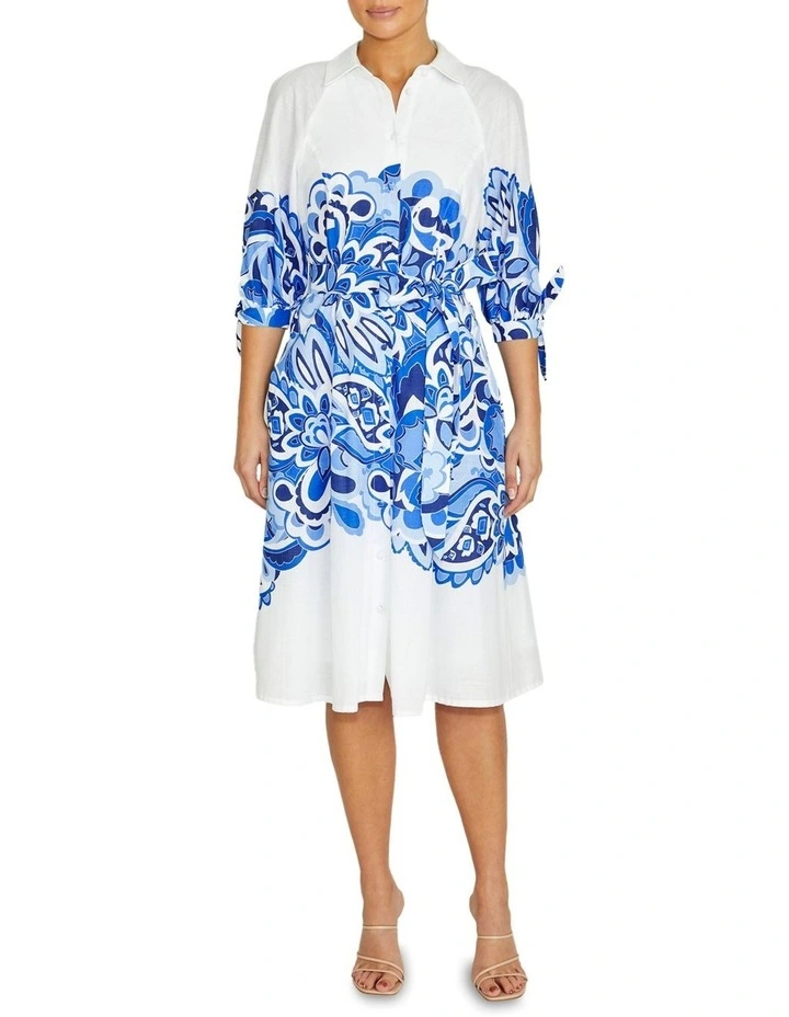 Roberta Cotton Shirtdress in Blue image 1