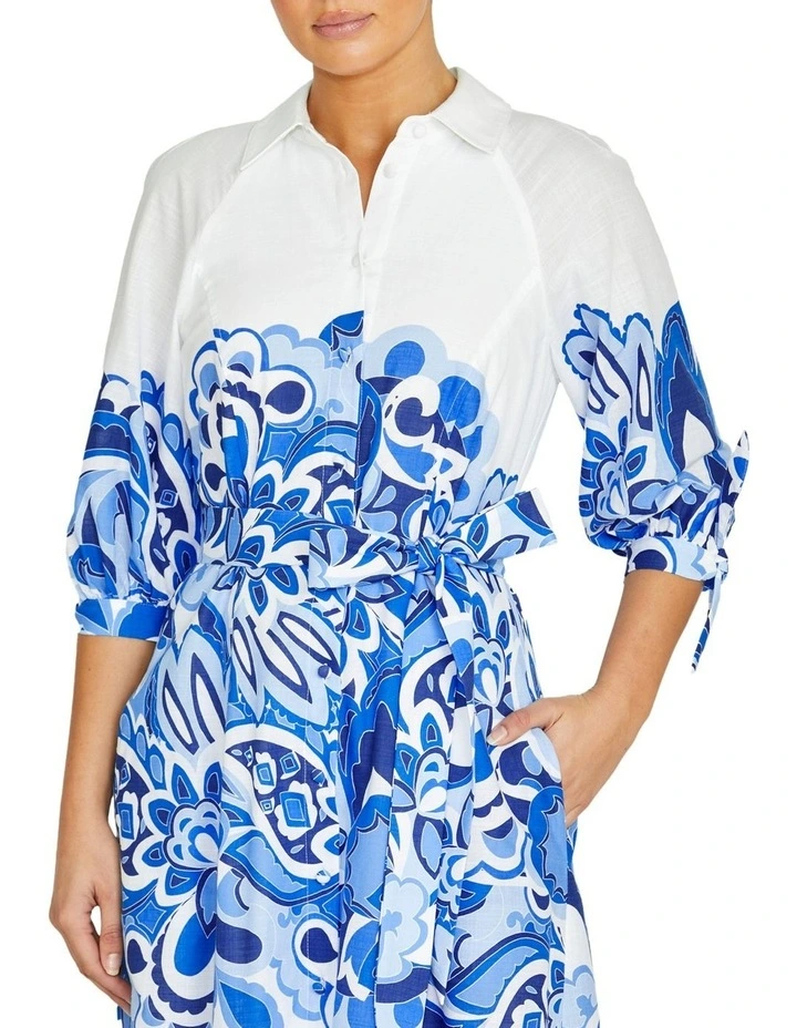 Roberta Cotton Shirtdress in Blue image 3