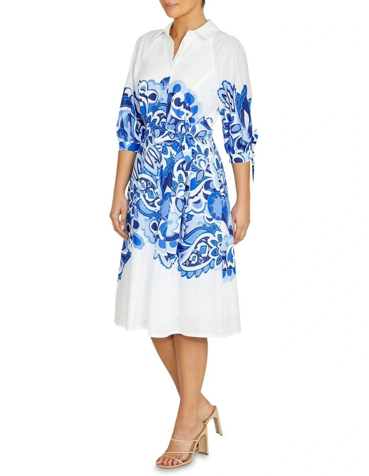 Roberta Cotton Shirtdress in Blue image 4
