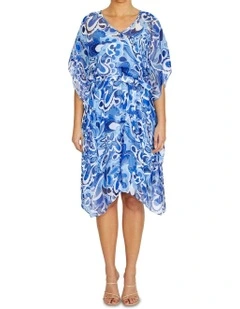 Marina Moonlight Silk Dress in Blue