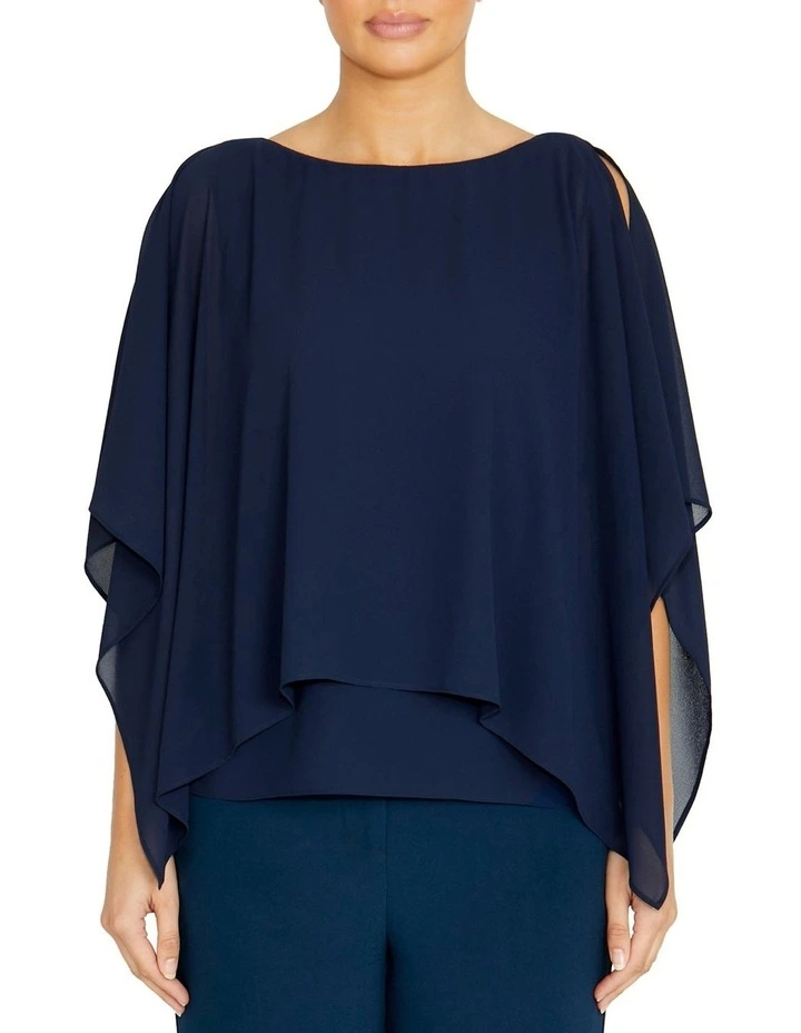 Silvana Chiffon Top in Navy image 1