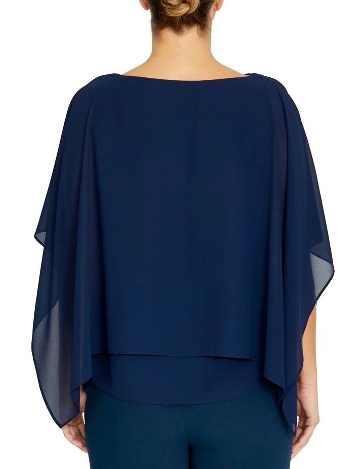 Silvana Chiffon Top in Navy image 2