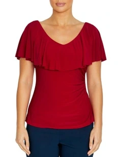 Trudy Jersey Top in Red