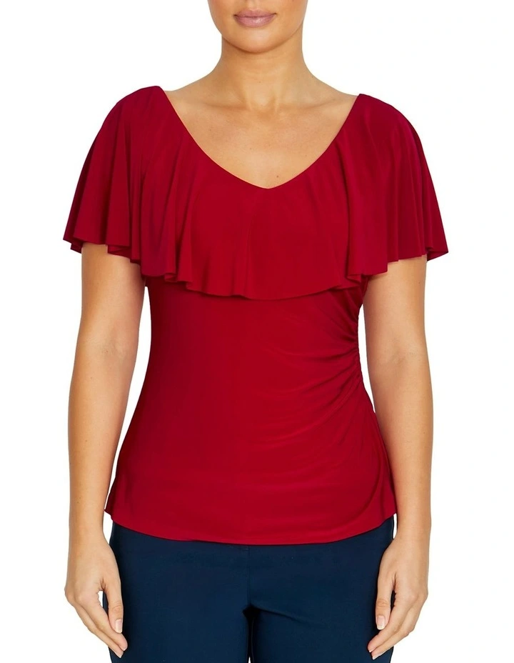 Trudy Jersey Top in Red image 1