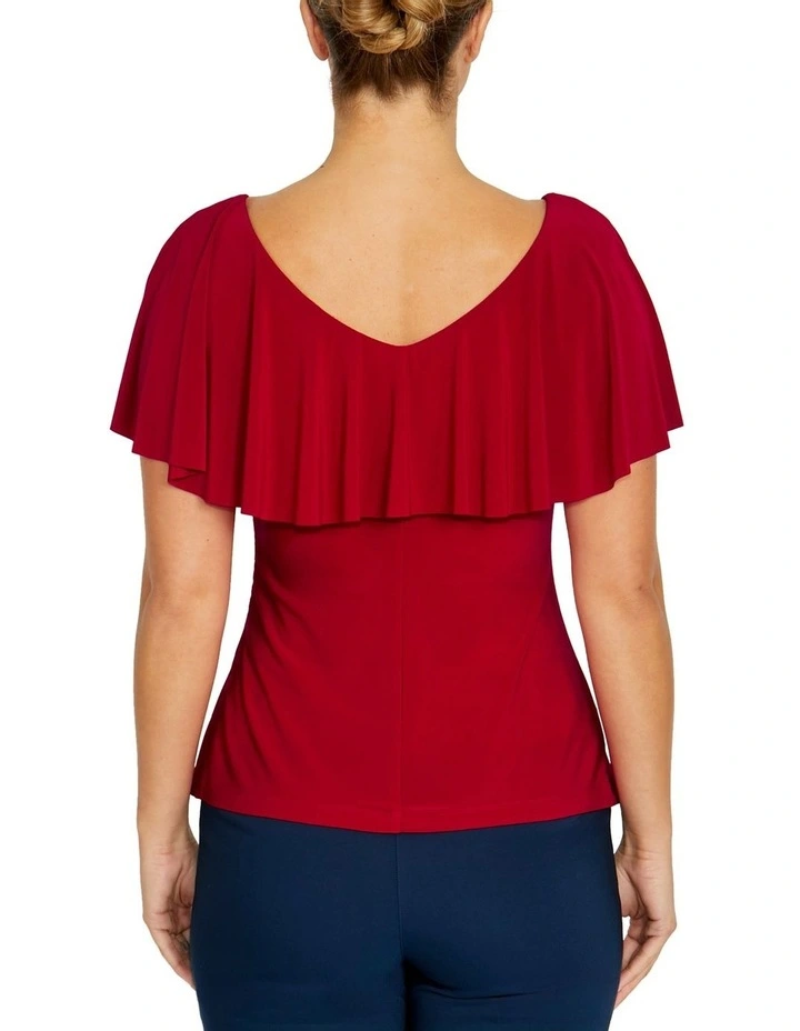 Trudy Jersey Top in Red image 2