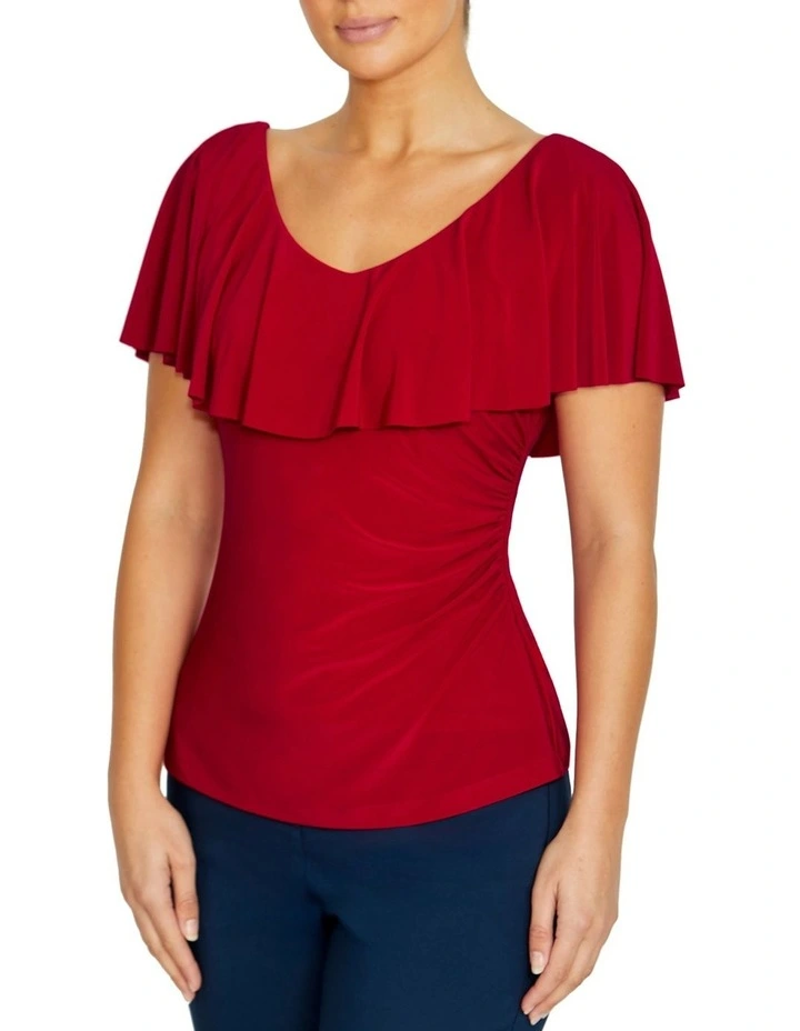 Trudy Jersey Top in Red image 3
