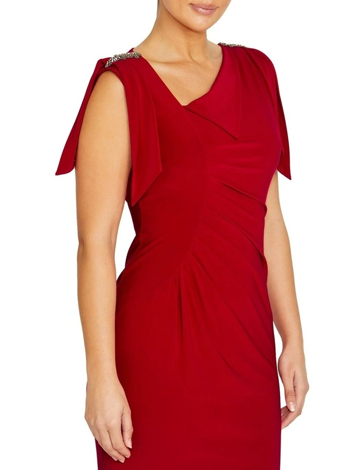 Hebe Jersey Dress in Red image 3