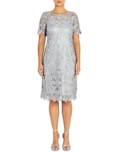 Carmella Lace Dress in Silver