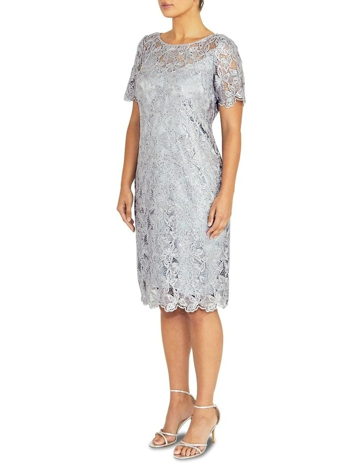 Carmella Lace Dress in Silver image 3