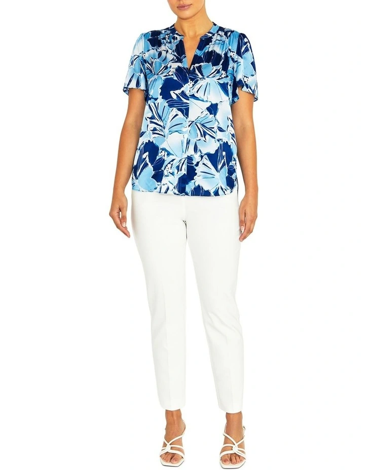 Clover Glacier Silk Top in Blue image 4