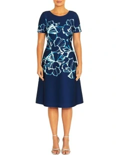 Mandy Onyx Scuba Dress in Blue