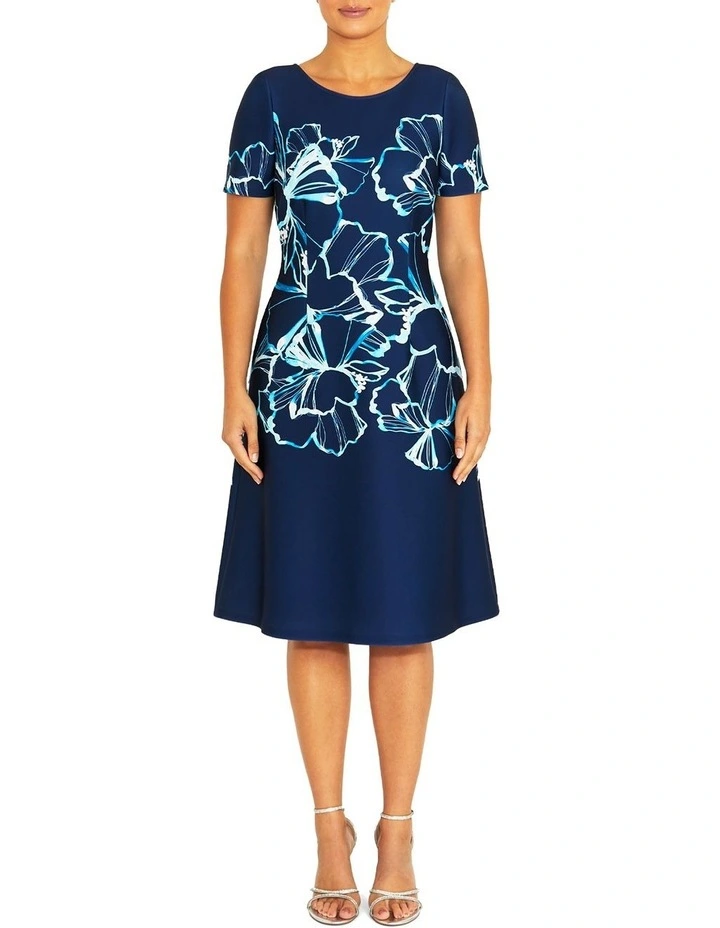 Mandy Onyx Scuba Dress in Blue image 1