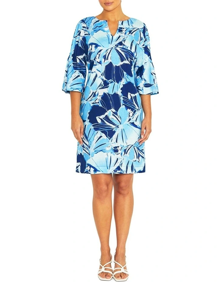 Carlie Glacier Linen Dress in Blue image 1