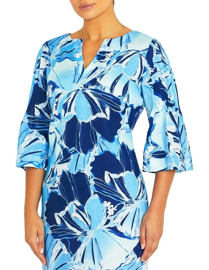 Carlie Glacier Linen Dress in Blue image 3