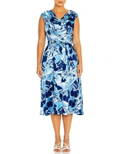 Carina Glacier Silk Dress in Blue