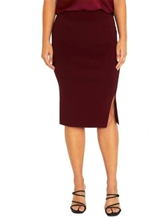 Ava Merlot Knit Skirt in Red