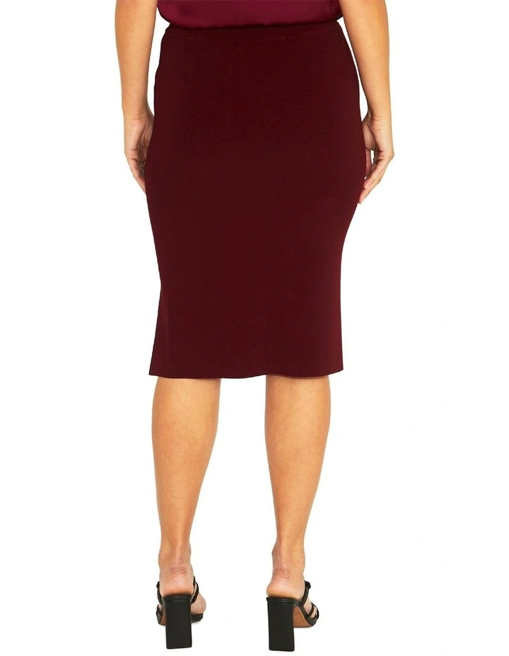 Ava Merlot Knit Skirt in Red image 2