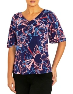 Marcela Opal Jersey Top in Blue
