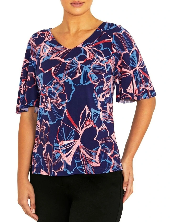 Marcela Opal Jersey Top in Blue image 1