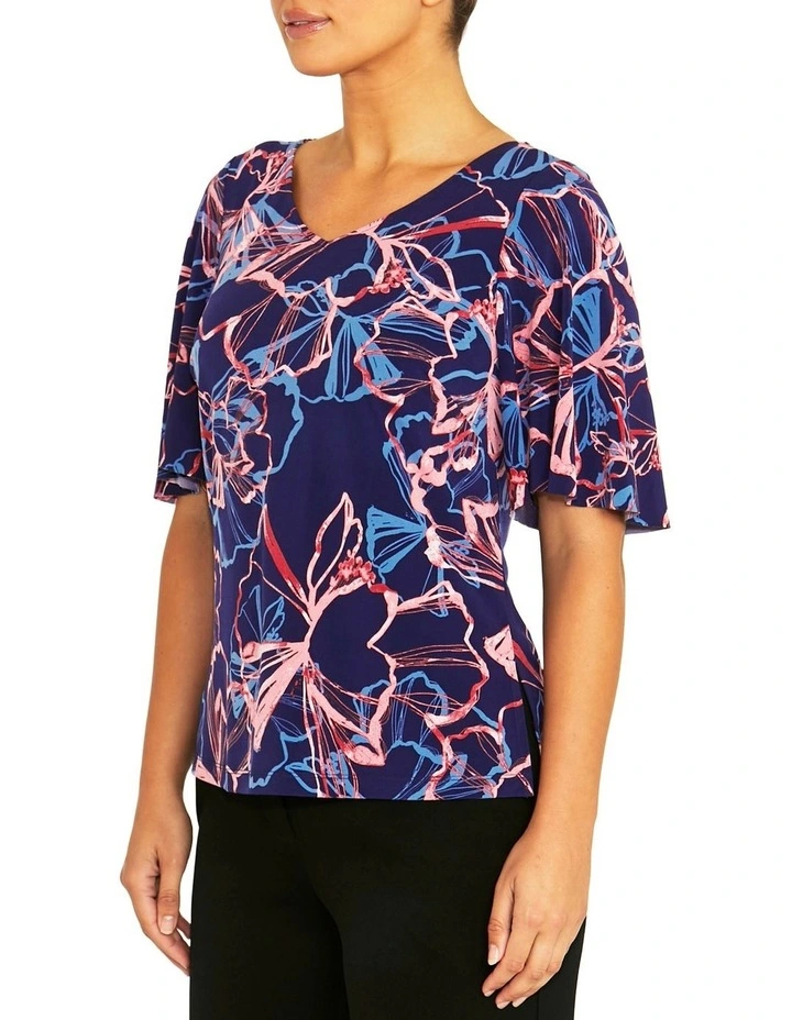 Marcela Opal Jersey Top in Blue image 3