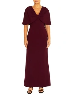 Amara Merlot Crepe Gown in Red