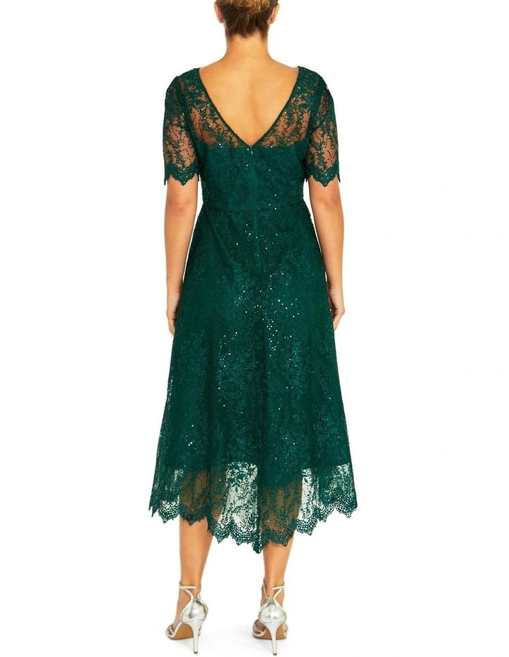 Elara Forest Lace Dress in Green image 2