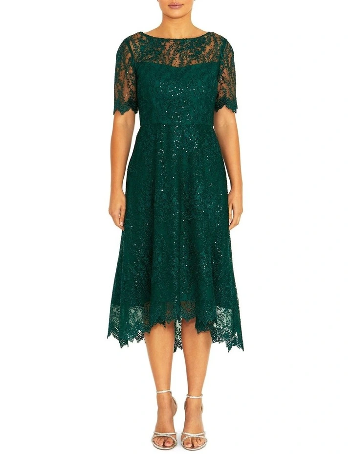 Skylar Forest Lace Dress in Green image 1