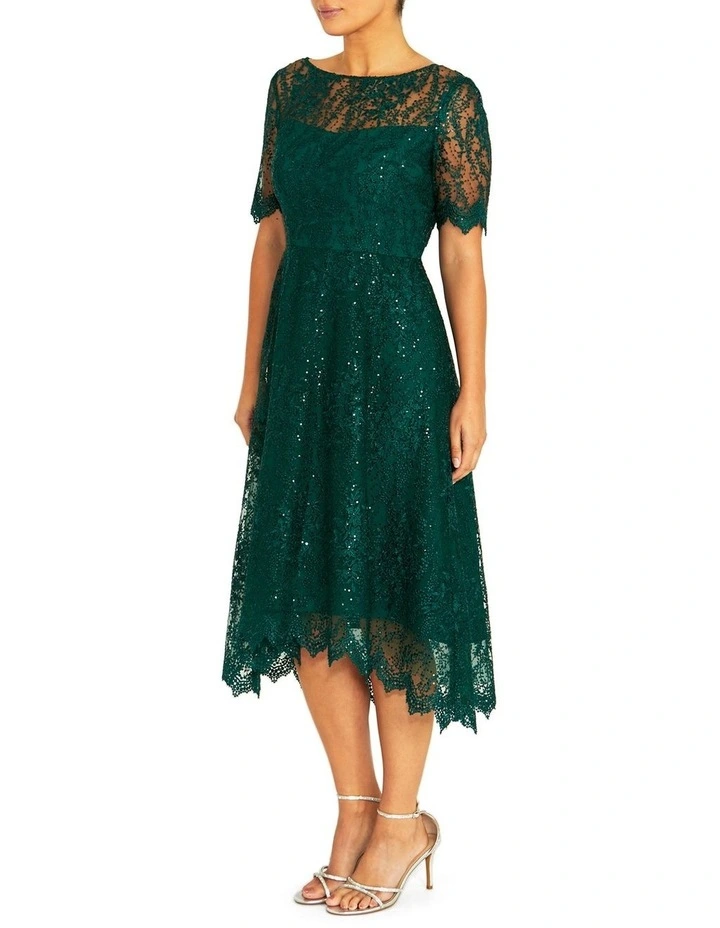 Skylar Forest Lace Dress in Green image 4