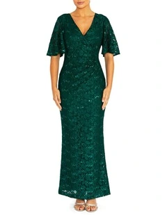 Esme Forest Lace Gown in Green