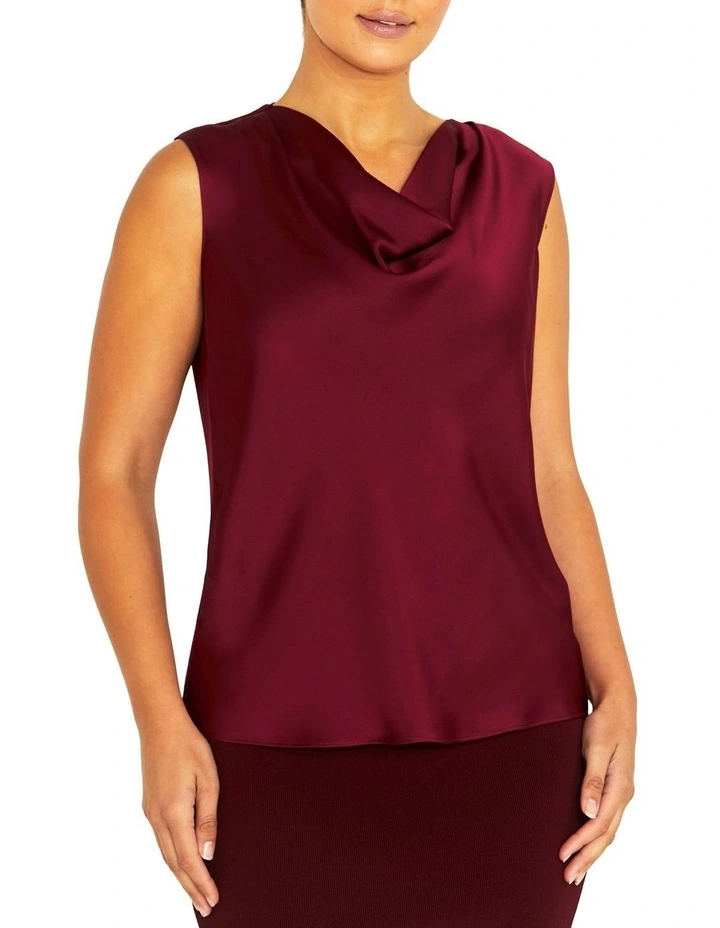 Amity Merlot Satin Top in Red image 1