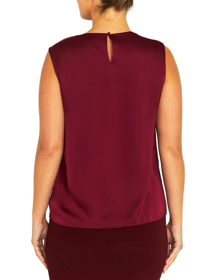 Amity Merlot Satin Top in Red image 2