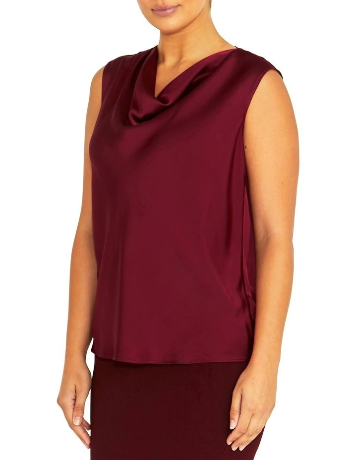 Amity Merlot Satin Top in Red image 3
