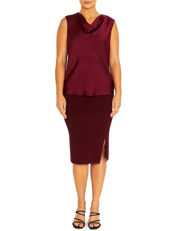 Amity Merlot Satin Top in Red image 4