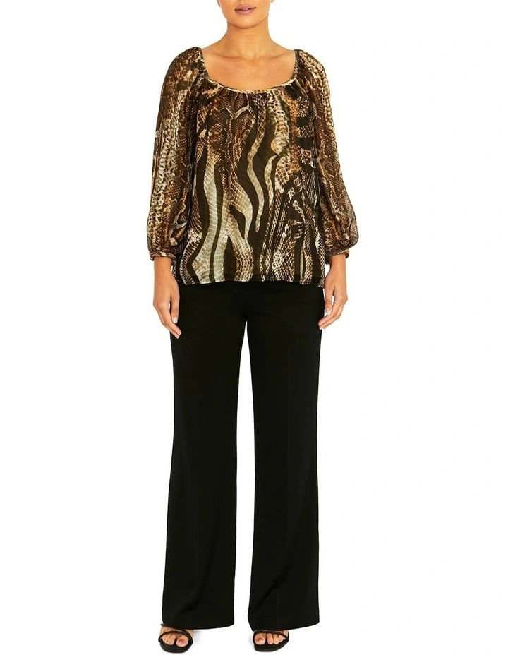 Ena Snake Silk Blouse in Brown Mult image 4