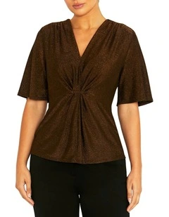 Dallas Bronze Lurex Top in Bronze