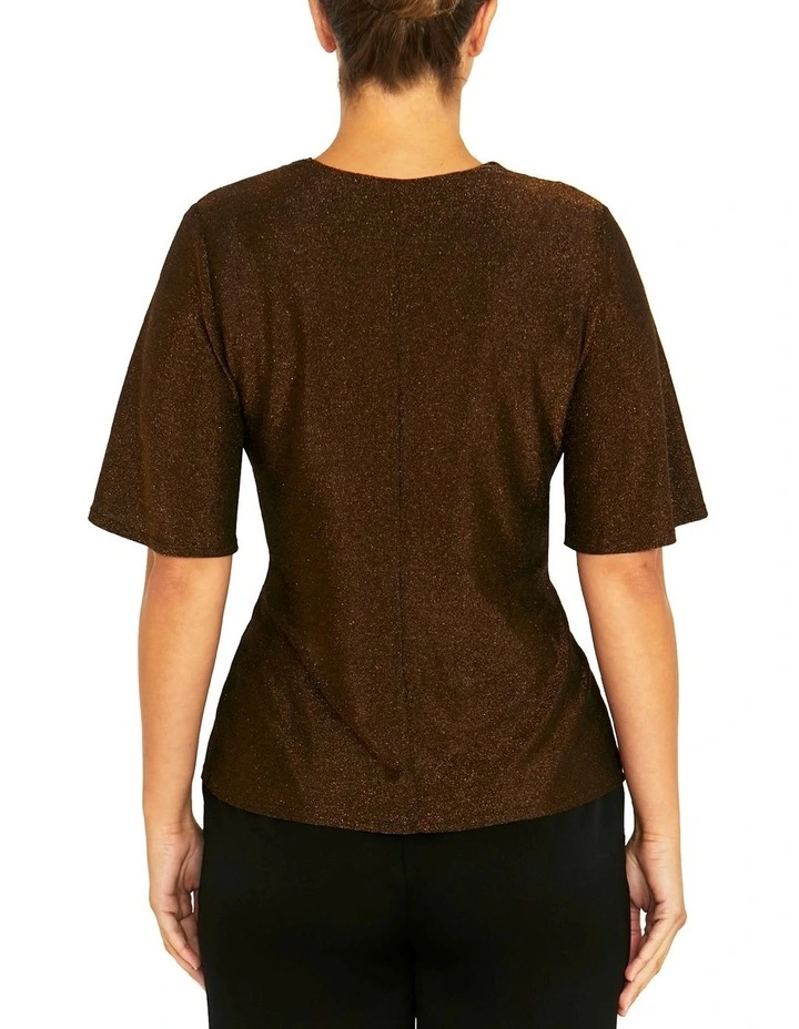 Dallas Bronze Lurex Top in Bronze image 2