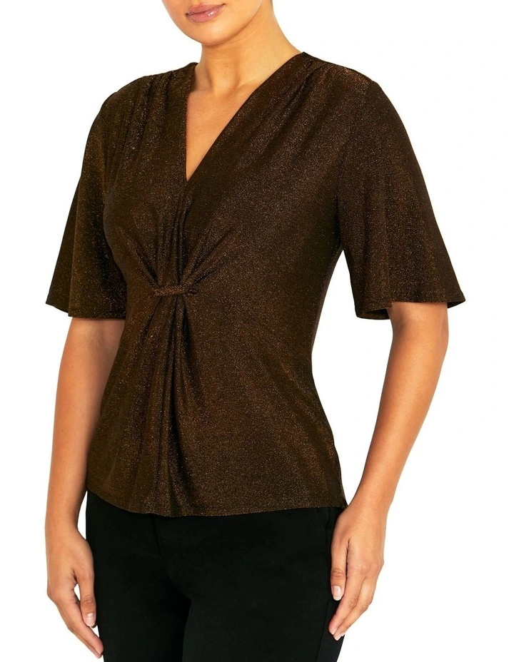 Dallas Bronze Lurex Top in Bronze image 3