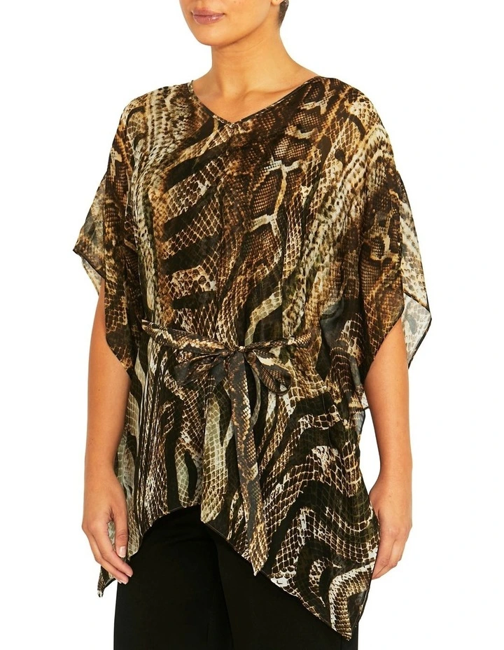 Halona Snake Silk Tunic in Brown Mult image 3