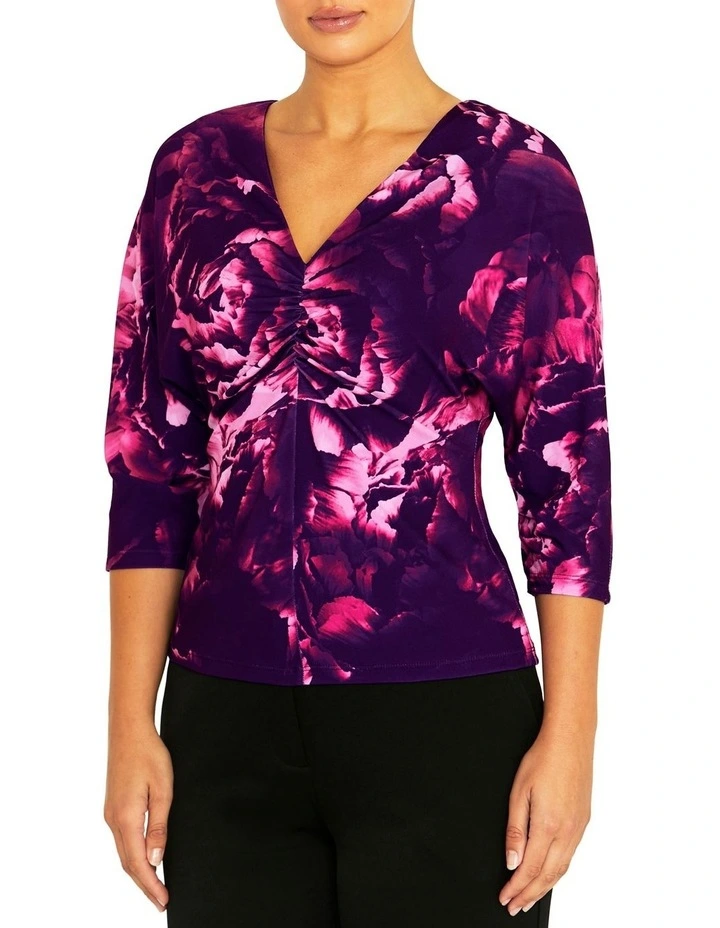 Jana Rose Jersey Top in Fuchsia image 3