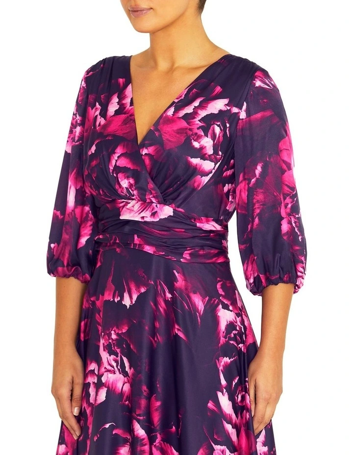 Elena Fuchsia Midi Dress in Rose image 3