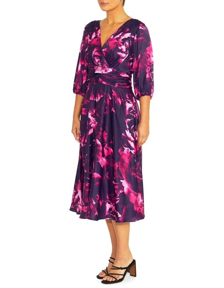 Elena Fuchsia Midi Dress in Rose image 4