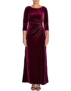 Huxley Dark Berry Velour Gown