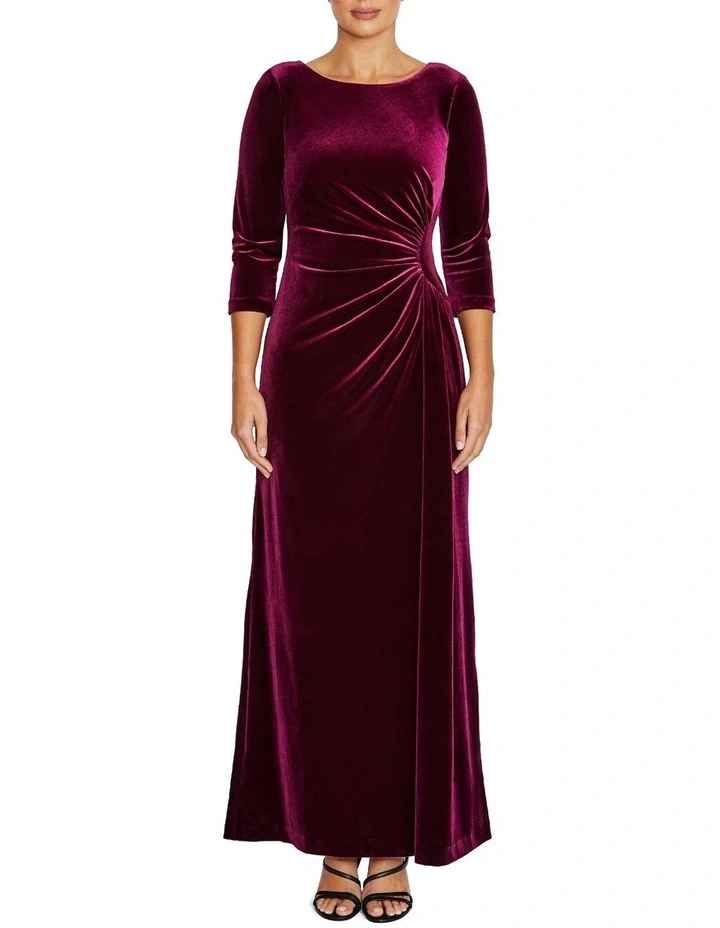 Huxley Dark Berry Velour Gown image 1