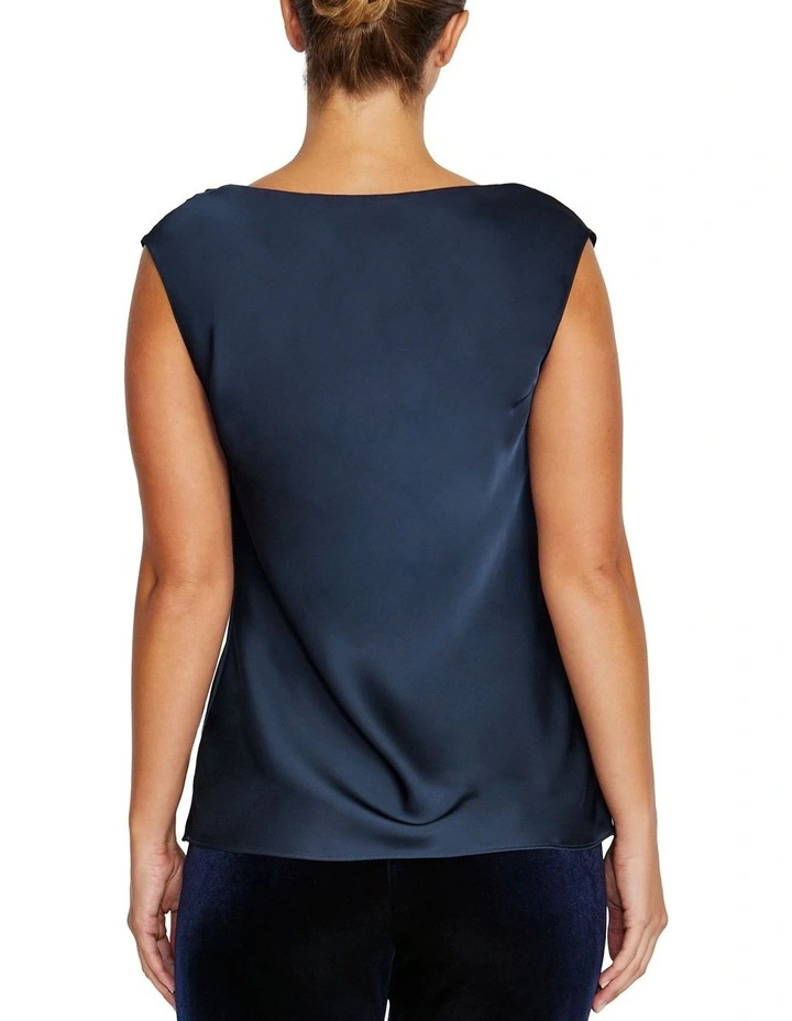 Harmony Cowl Neck Top in Navy image 2