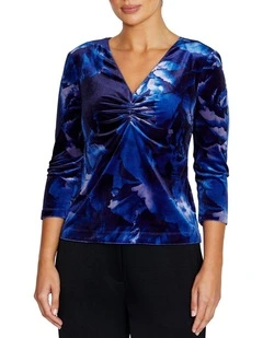 Coralie Sapphire Velour Top in Blue