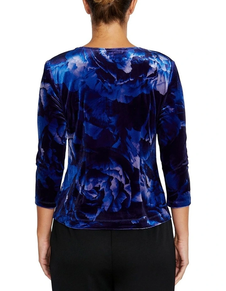Coralie Sapphire Velour Top in Blue image 2