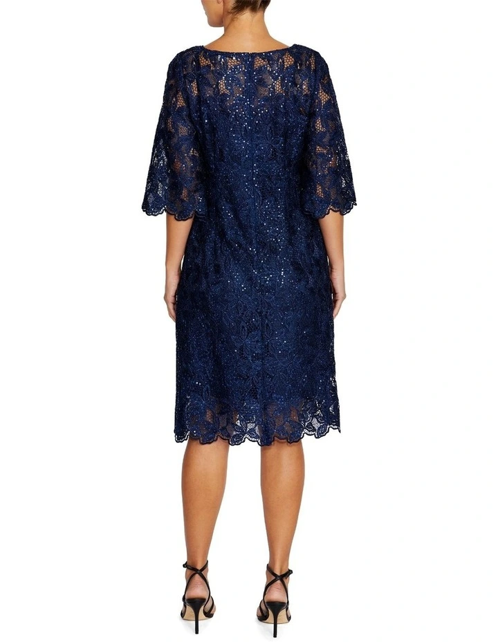 Noa Sequin Lace Dress in Navy image 2