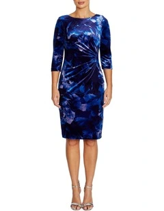 Lottie Sapphire Velour Dress in Blue