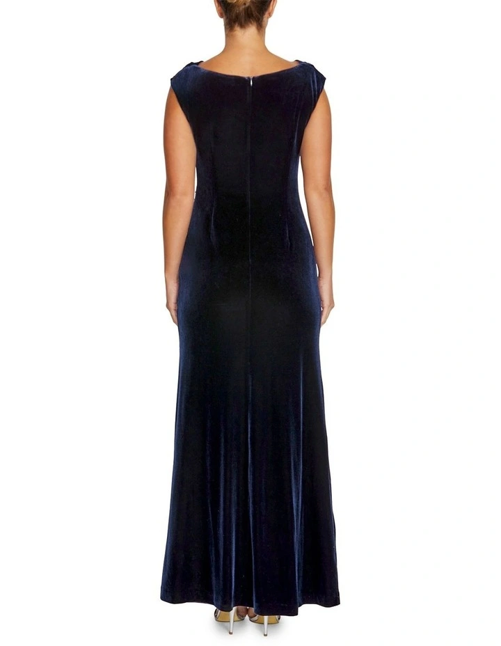 Zhara Dusk Velour Gown in Blue image 2